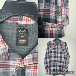 Wrangler ATG Mesh Lined Plaid Shirt-Lg